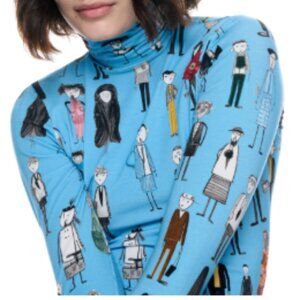 The Kit Turtleneck Blue Street Style In Bamboo Cotton Jersey Size M NWT